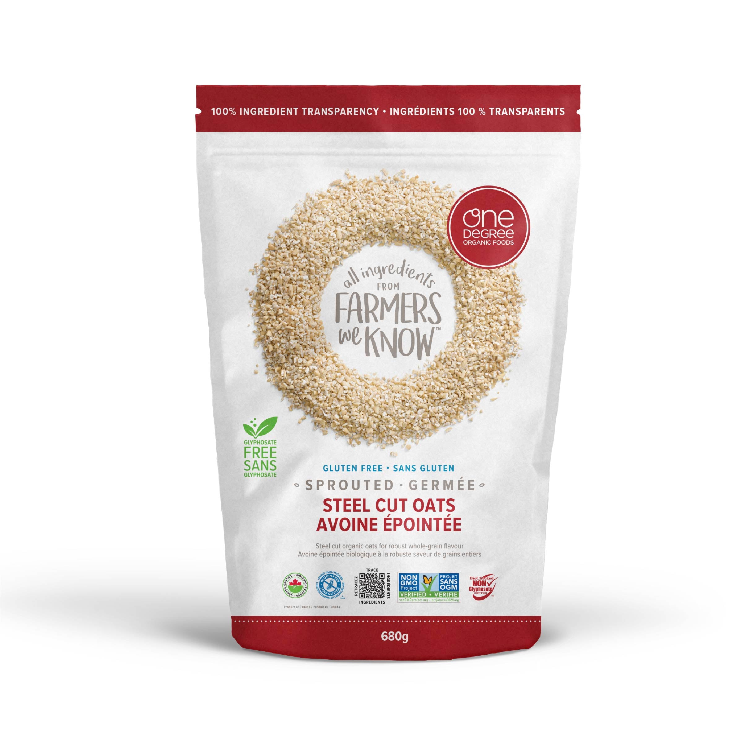 Organic Sprouted Steel Cut Oats, 24oz.